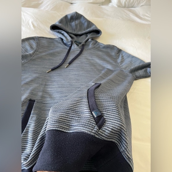 Prana Gatten Hoodie | Blue White Stripe Long Sleeve Men’s Size medium - Picture 3 of 9